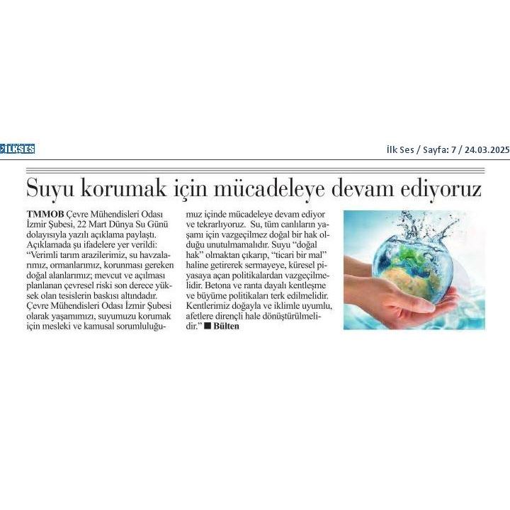 SUYU KORUMAK İÇİN MÜCADELEYE DEVAM EDİYORUZ (İlkses-24.03.2025)