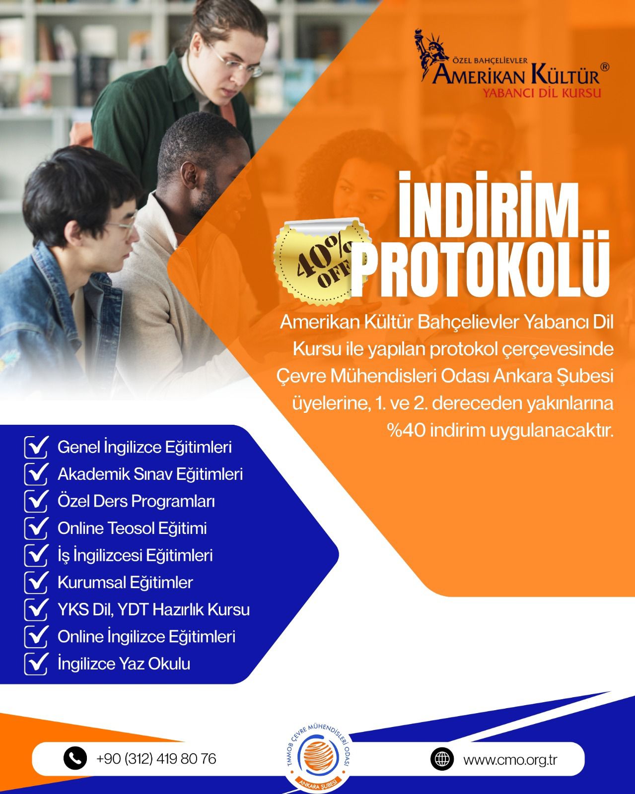 AMERİKAN KÜLTÜR YABANCI DİL KURSU İLE ÜYELERİMİZE  ÖZEL İNDİRİM PROTOKOLÜ İMZALADIK