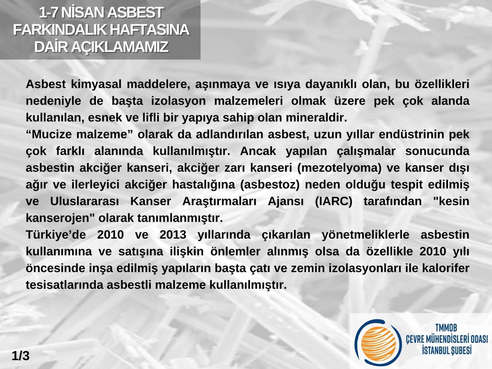 Asbest Farkındalık Haftası: Sağlık ve Çevre İçin Bir Tehdit ve Çözüm Önerileri