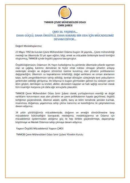 ÇMO 34. YAŞINDA…  DAHA GÜÇLÜ, DAHA ÖRGÜTLÜ, DAHA KARARLI BİR ODA İÇİN MÜCADELEMİZ DEVAM EDİYOR…