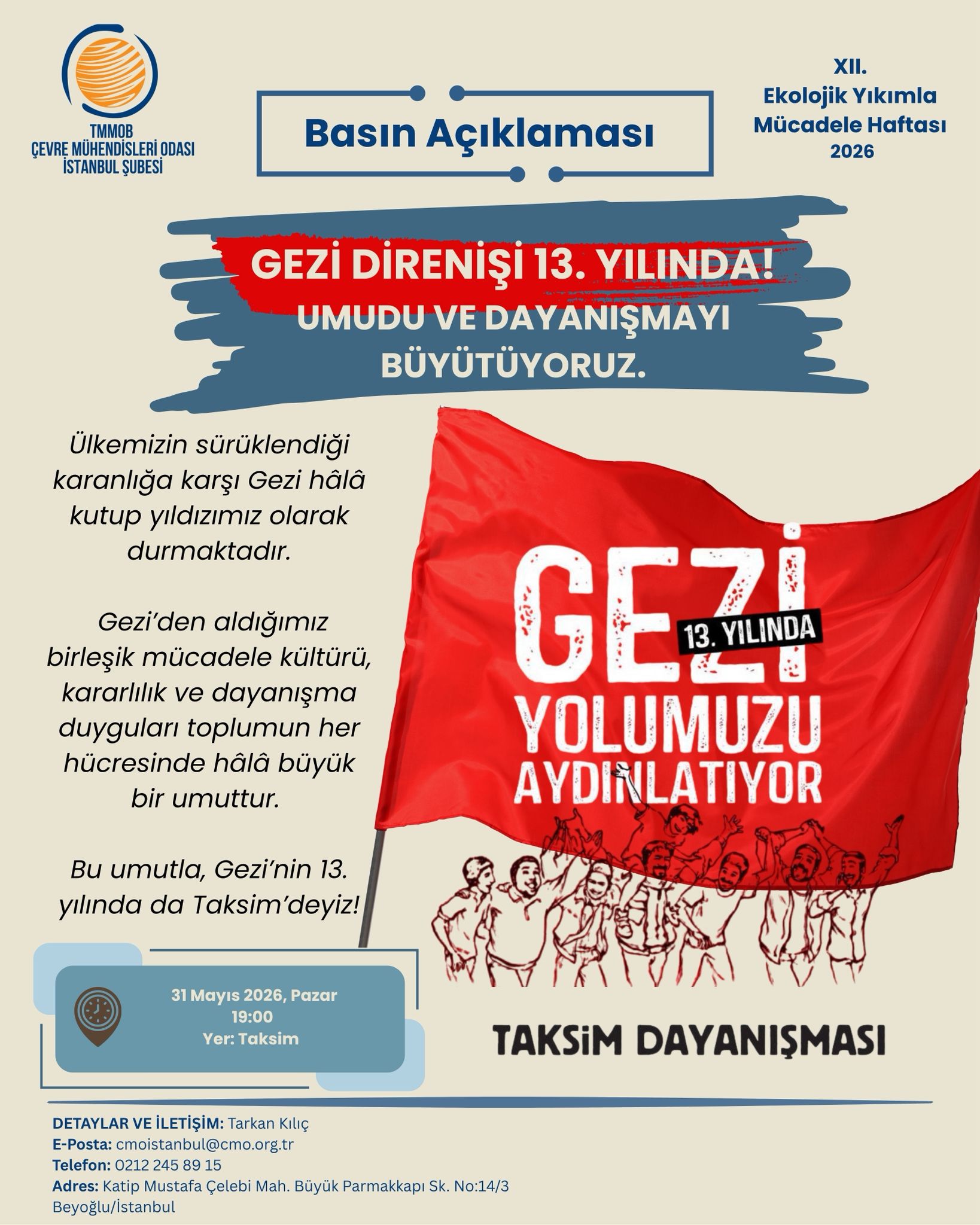 12. Ekolojik Yıkımla Mücadele Haftası Kapsamında Gezi Mücadelesi Anma Etkinlikleri 