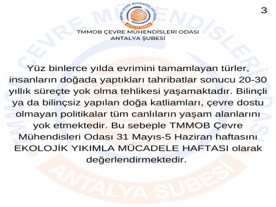 EKOLOJİK YIKIMLA MÜCADELE HAFTASI VE DÜNYA ÇEVRE GÜNÜ