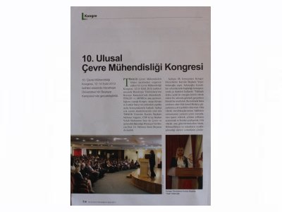10. ULUSAL ÇEVRE MÜHENDİSLİĞİ KONGRESİ`NİN YANKILARI SÜRÜYOR