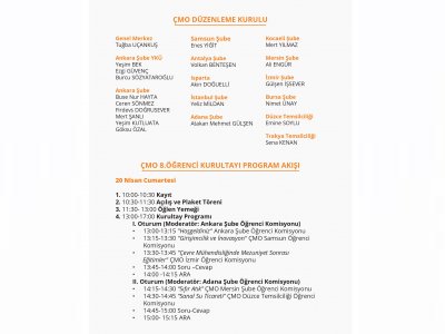 TMMOB ÇMO 8. ÖĞRENCİ KURULTAYIMIZIN PROGRAM AKIŞI BELLİ OLDU