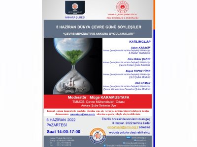 5 HAZİRAN DÜNYA ÇEVRE GÜNÜ SÖYLEŞİLER 
“ÇEVRE MEVZUATI VE ANKARA UYGULAMALARI”