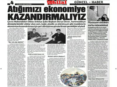 ŞUBE BAŞKANIMIZ DERYA ÜNVER AKDENİZDE YENİ YÜZYIL GAZETESİNE AÇIKLAMALARDA BULUNDU