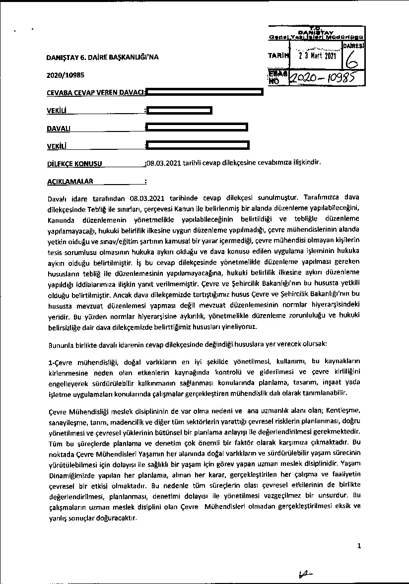 Atıksu Arıtma Tesislerinde Çalışan Teknik Personel Eğitimlerine İlişkin Odamız Tarafından Yürütülen Hukuki Süreç Hakkında Bilgilendirme: